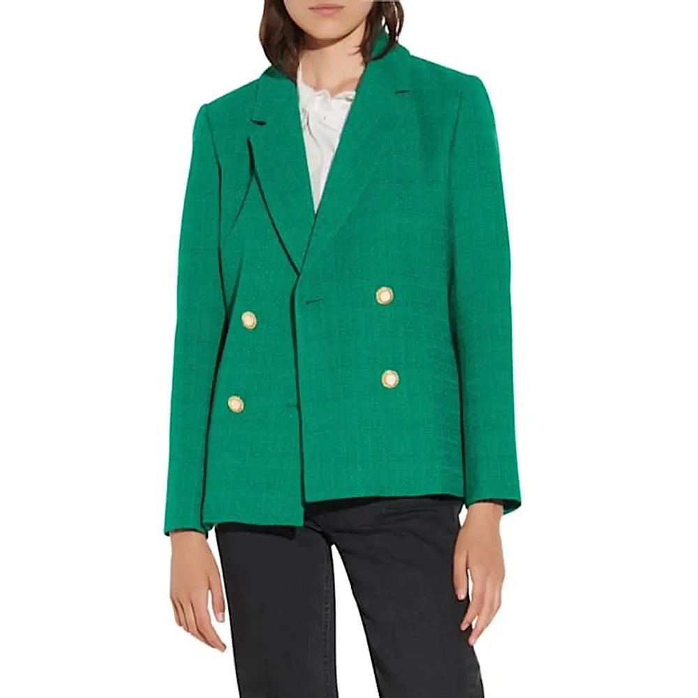 Sandro Jacy Green Tweed Blazer